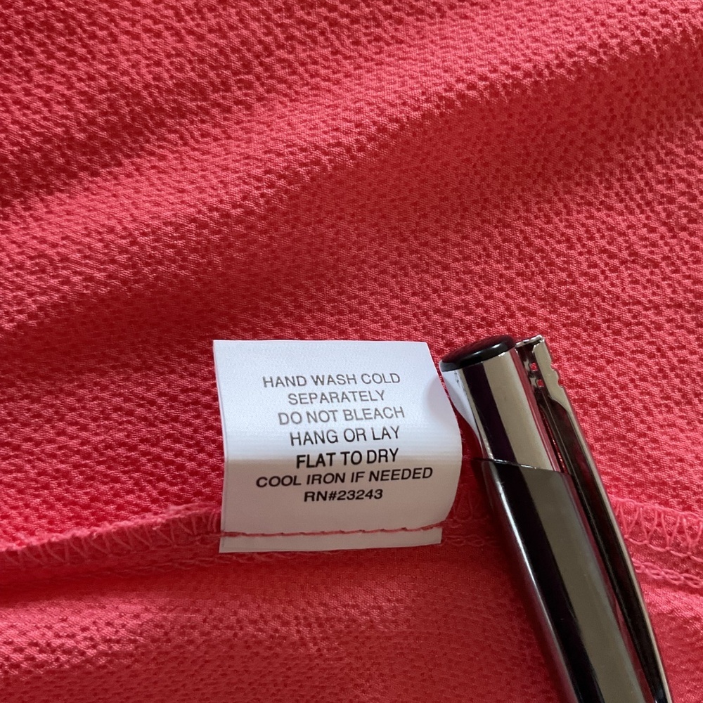 New York & Company Sz M Coral Gauze Tie Waist Tunic Top Blouse Keyhole Back - Picture 7 of 9